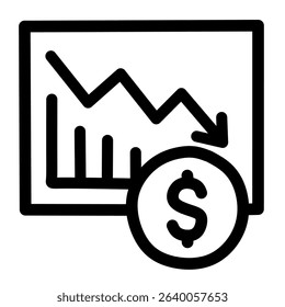 A chart with a declining graph and a dollar sign, indicating a drop in financial performance or market value