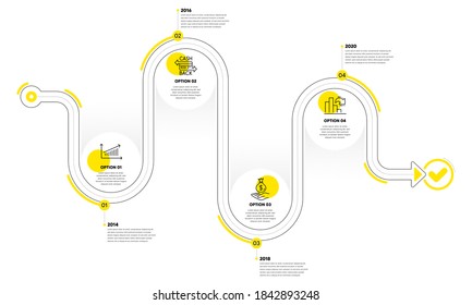 Chart, Decreasing graph and Income money line icons set. Timeline plan infograph. Cashback card sign. Presentation chart, Savings, Money payment. Finance set. Infographics process timeline. Vector