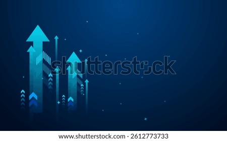 The chart depicts a strong bullish trend, with various arrows pointing upward, suggesting a positive market movement. in Forex trading concept vector illustration