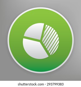 Chart design icon on green button,clean vector