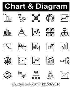 Chart & Diagram Icon Set - 1 (Black Series)