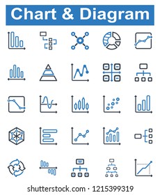Chart & Diagram Icon Set - 1 (Blue Series)