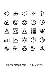 Diagramm und Diagramm Symbol Set 30 einzeln auf weißem Hintergrund