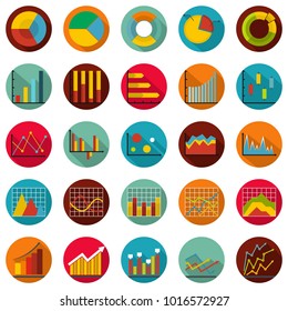 Chart diagram icon set. Flat illustration of 25 chart diagram vector icon circle isolated on white