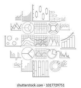 Chart diagram icon set. Outline illustration of 25 chart diagram vector icons for web
