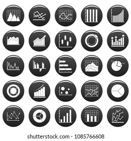 Chart diagram icon set. Simple illustration of 25 chart diagram vector icons black isolated