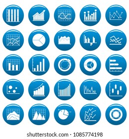 Chart diagram icon set. Simple illustration of 25 chart diagram vector icons blue isolated