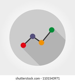 Chart, diagram. Icon for web and mobile application. Vector illustration of a button with a long shadow. Flat design style.