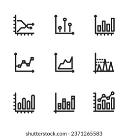Chart diagram illustration icon set vector with line art style