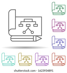 Chart, diagram, teamwork in multi color style icon. Simple thin line, outline vector of team work icons for ui and ux, website or mobile application
