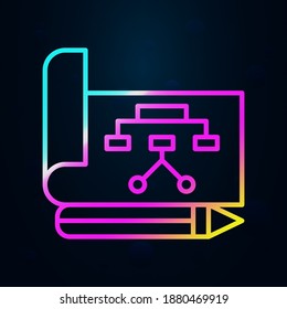 Gráfico, diagrama, icono de nolan de trabajo en equipo. Línea delgada simple, contorno vector de iconos de trabajo de equipo para ui y ux, sitio web o aplicación móvil