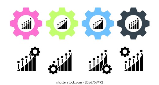 Chart diagram vector icon in gear set illustration for ui and ux, website or mobile application
