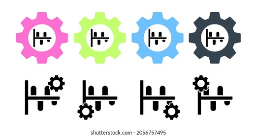 Icono de vector de diagrama de gráfico en la ilustración de conjunto de engranajes para ui y ux, sitio web o aplicación móvil