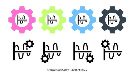 Chart diagram vector icon in gear set illustration for ui and ux, website or mobile application