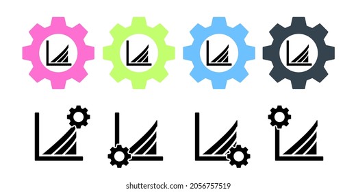 Icono de vector de diagrama de gráfico en la ilustración de conjunto de engranajes para ui y ux, sitio web o aplicación móvil