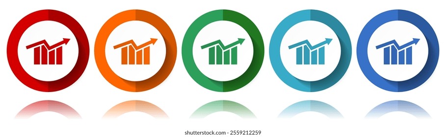 Chart, diagram vector icons, flat icon set for logo design, webdesign and mobile applications, colorful web button collection in eps 10