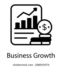 Gráfico y dólar que muestran un icono de glifo en el crecimiento de la empresa 