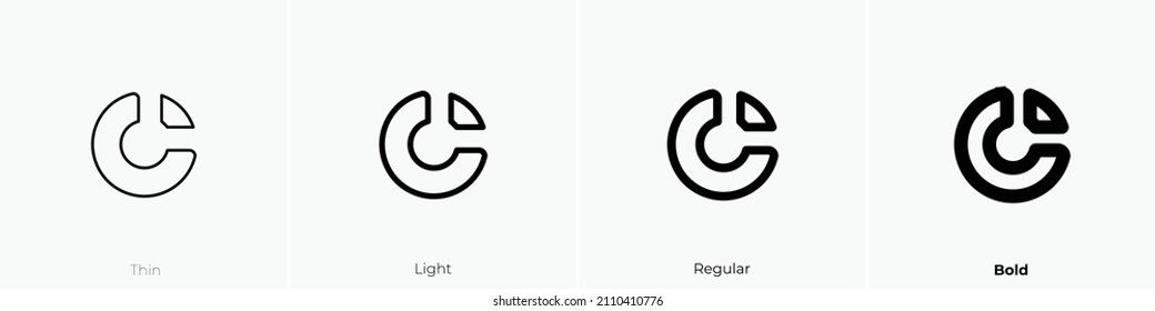 chart donut icon. Thin, Light Regular And Bold style design isolated on white background