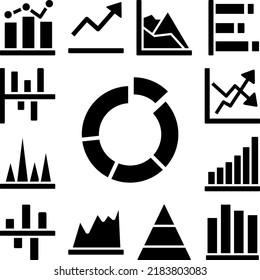 Chart donut transitions icon in a collection with other items