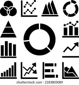 Chart donut transitions icon in a collection with other items