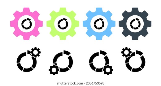 Chart donut transitions vector icon in gear set illustration for ui and ux, website or mobile application