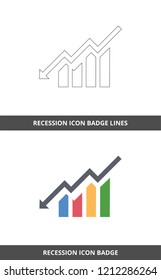 Chart down icon. Finance stock decrease and crash, vector illustration
