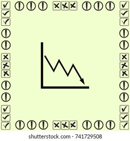 Chart down icon, graph down vector illustration