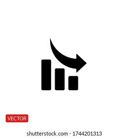 chart down icon. Vector illustration EPS 10.