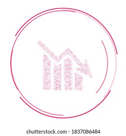 The chart down symbol filled with pink dots. Vector illustration on white background