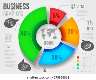 Chart with drawing ifographics. Vector