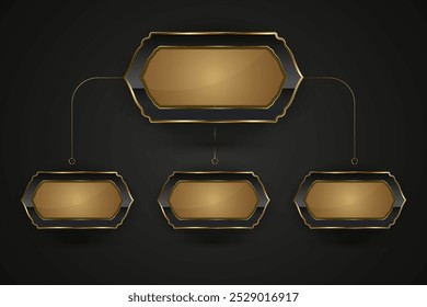 A chart of elegant special shapes with Luxury and gold buttons with premium stoked vector Chart design, four metallic button style sheen at the center vector