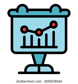 Icono de resultados de eventos de gráfico. Resultados de eventos de gráfico de contorno icono de vectores de color plano aislado