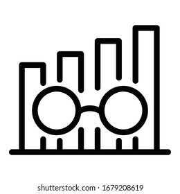 Chart and eyeglasses icon. Outline chart and eyeglasses vector icon for web design isolated on white background