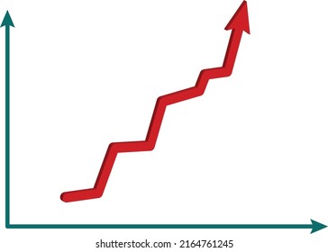 chart with falling red arrow. Business and financial growing concept.  vector