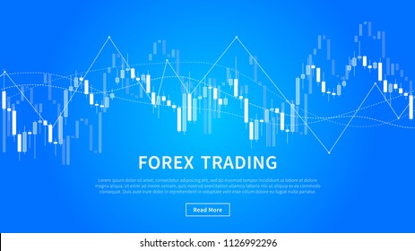  chart of financial market trade vector banner. Forex trading graph for project graphic design.