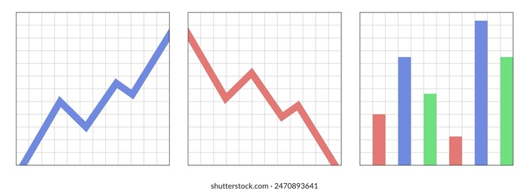 Chart of financial ups and downs. Diagrams. Icons for business. EPS 10.