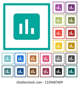 Chart flat color icons with quadrant frames on white background