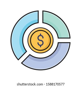 chart flat color line icon 
