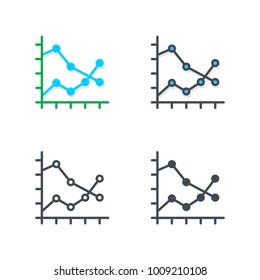 Chart flat colored line silhouette icon