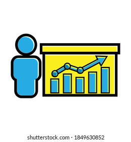 Chart flat icon, arrow go up, bar graph. line style icon. business icon. Design template vector