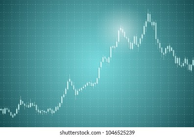 Chart with forex or stock candles graphic. Set of various indicators for forex trade. Candlestick data visualization background. Vector illustration.