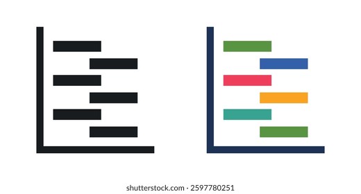 Chart gantt colored icon set. Stock Vector