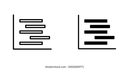 Chart gantt flat Icons in line outline and flat solid style on white background