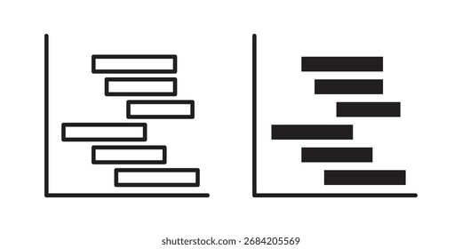 Diagramm-Gantt-Symbol für Webdesigns. Symbolsatz für Konturen und Cliparts