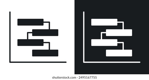 Diagramm-Gantt-Vektorgrafik-Symbol im Volumenkörperstil festgelegt.