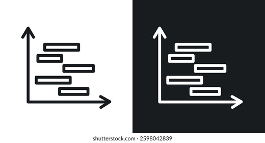 Chart gantt vector icon set in black and white color.