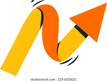 chart goes up flat illustration icon