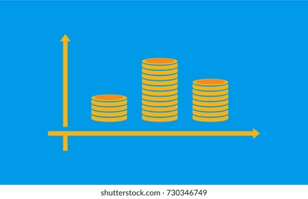 chart of gold coin simple finance illustration vector