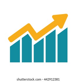 chart graph arrow icon flat color on white background
