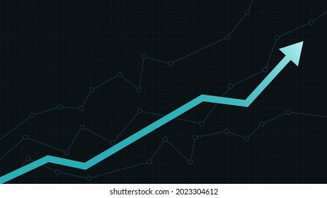 Gráfico o gráfico con flecha. El aumento del mercado de valores o el crecimiento de la economía. Gráfico de acciones o gráfico. Negocio, concepto de crecimiento de beneficios. Ilustración del vector